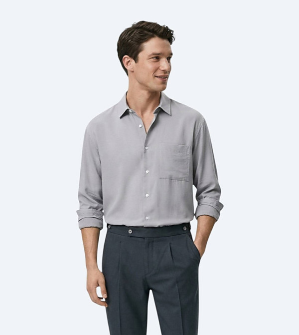 Solid Long Sleeves Oversized Shirt