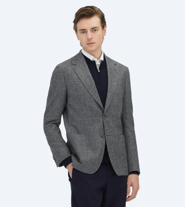 Patterned Modern Fit Wool Blend Blazer