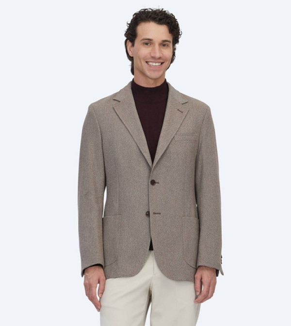 Patterned Modern Fit Wool Blend Blazer