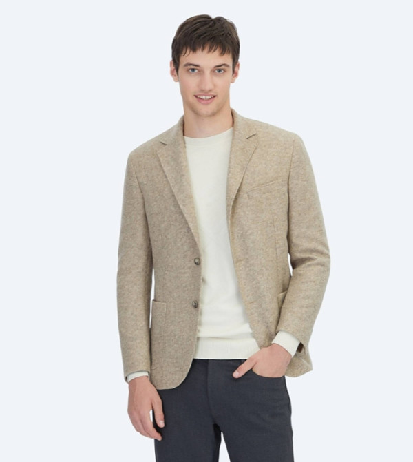 Patterned Modern Fit Wool Blend Blazer