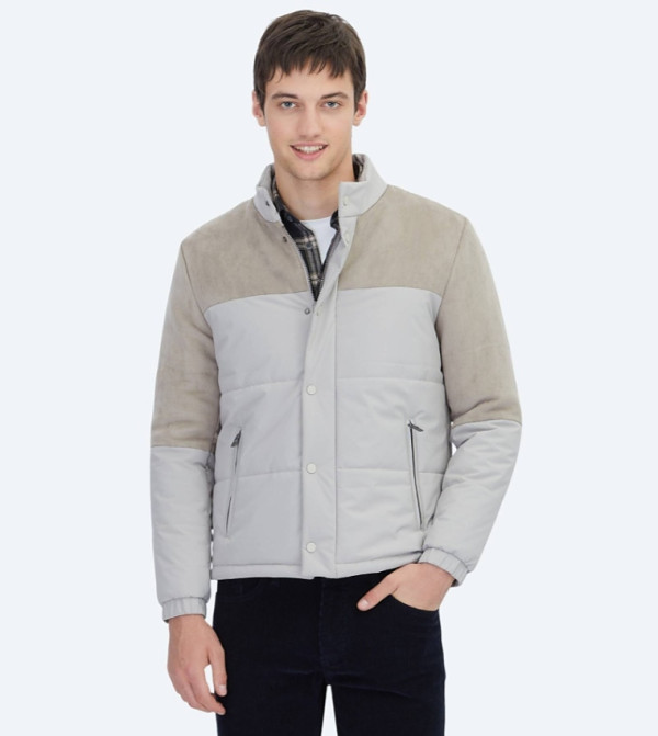Colorblock Regular Fit Lightweight Puffer Jacket