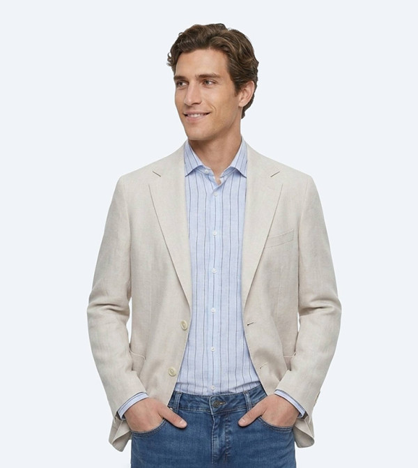 Solid Modern Fit 100% Linen Blazer