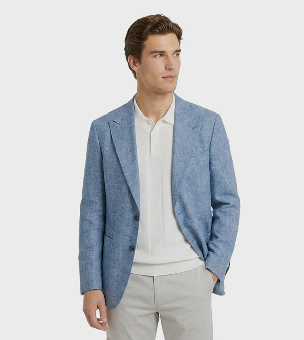 Solid Modern Fit Linen Blend Blazer