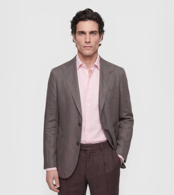 Solid Zeroweight Slim Fit Linen Blended Blazer