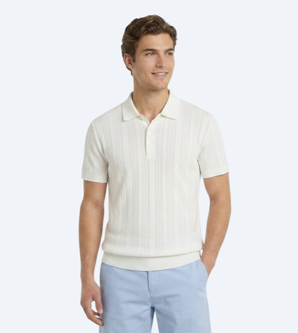 Ribbed Short Sleeves 100% Cotton Polo T-Shirt