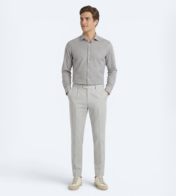 Solid Relaxed Fit Cotton Blended Trousers