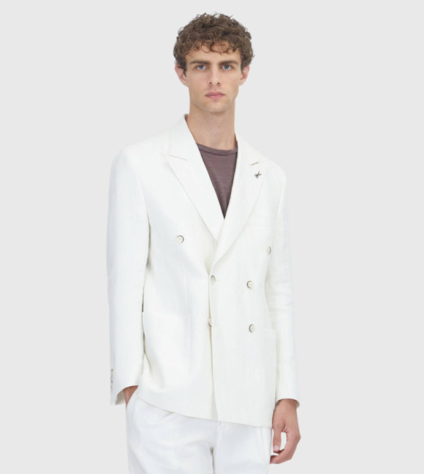 Solid Relaxed Fit Linen Blazer