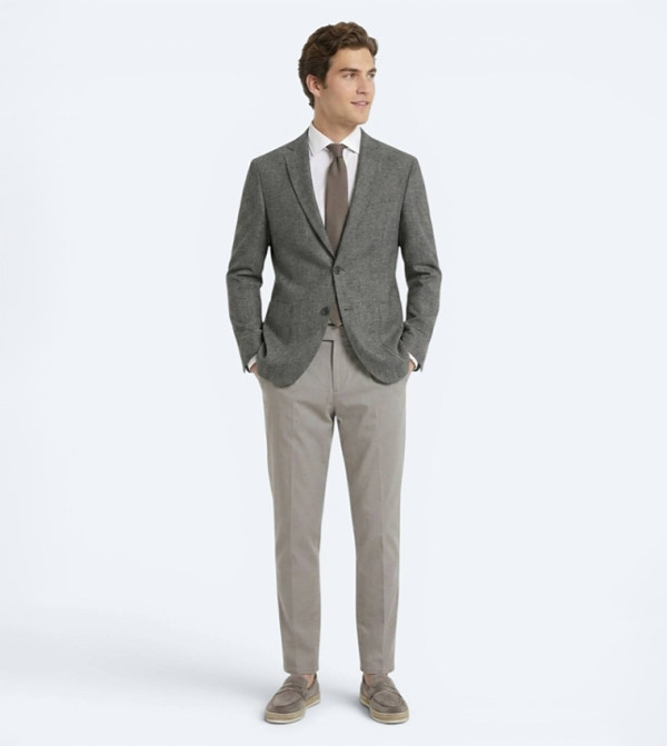 Solid Regular Fit Linen Blend Blazer