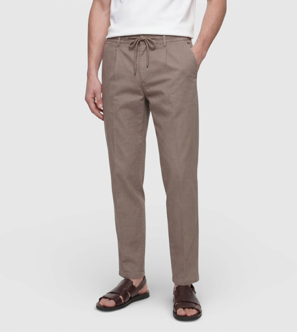 Jogging Fit Linen Blended Trousers