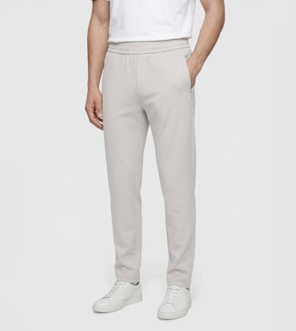 Solid Elastic Waist Sweatpants