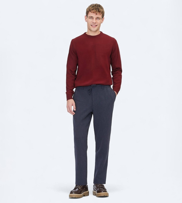 Drawstring Waist Relaxed Fit Trousers