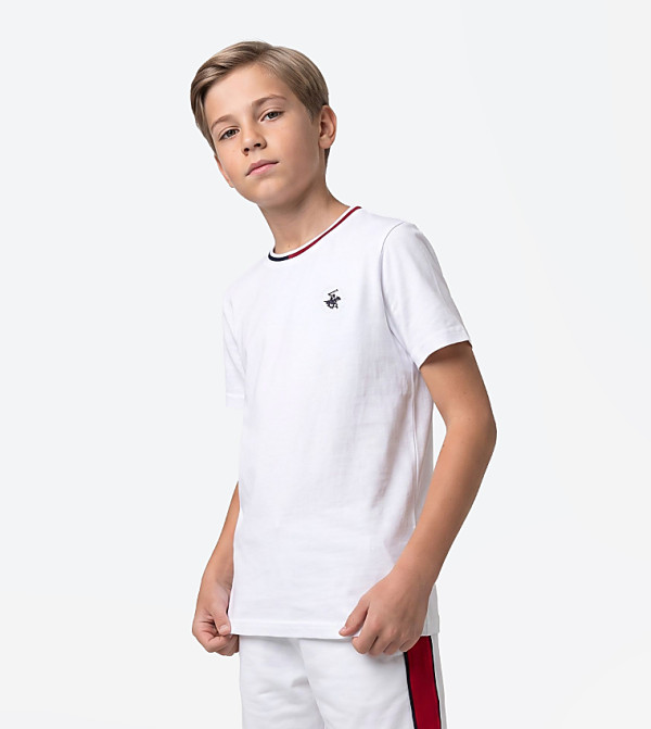Logo Embroidered Crew Neck T-Shirt