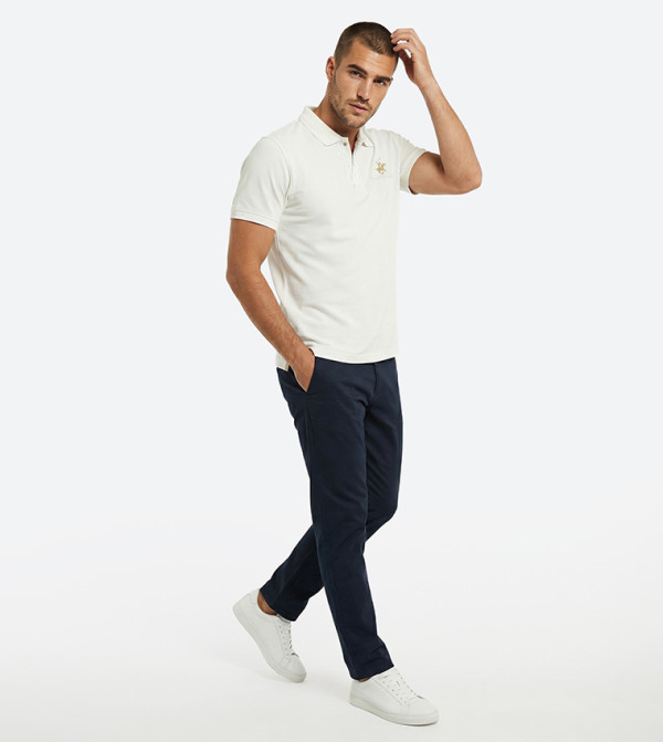 Logo Detail Solid Short Sleeve Polo T-Shirt