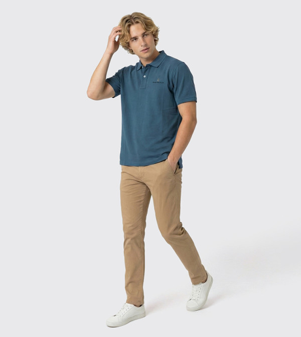 Logo Detail Solid Polo T-Shirt