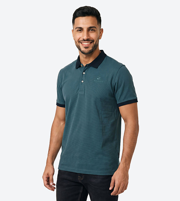 Contrast Detail Short Sleeves Polo T-Shirt
