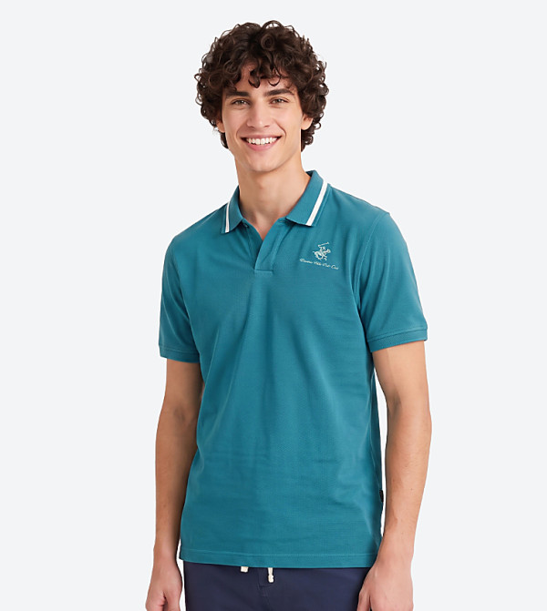 MOONLIT Contrast Trim Polo T-Shirt