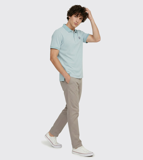 Striped Collared Short Sleeve Polo T-Shirt