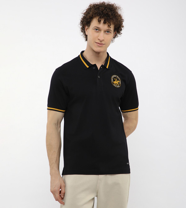 Contrast Tipping Short Sleeves Polo T-Shirt