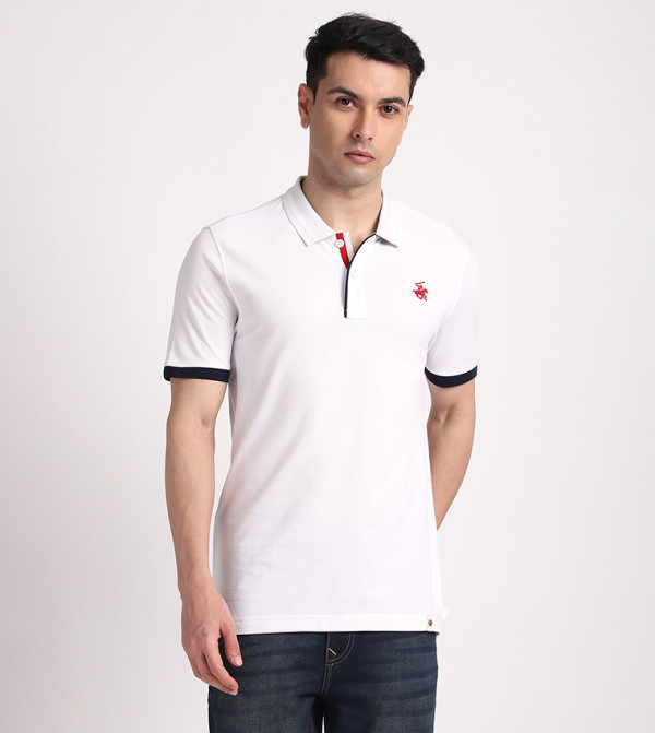 Contrast Tipping Short Sleeves Polo T-Shirt