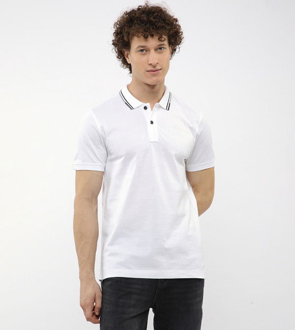 Contrast Tipping Short Sleeves Polo T-Shirt