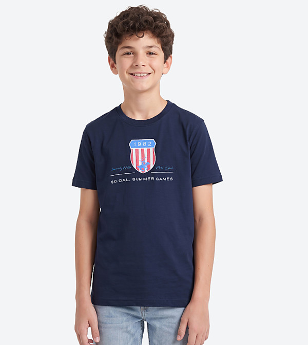 Printed T-Shirt with Crew Neck and Short Sleeves