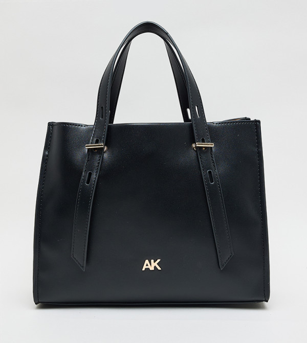 Monogram PU Zip Closure Tote Bag