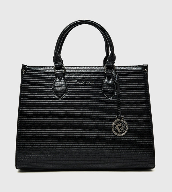 Croc Textured Zippered Satchel Bag