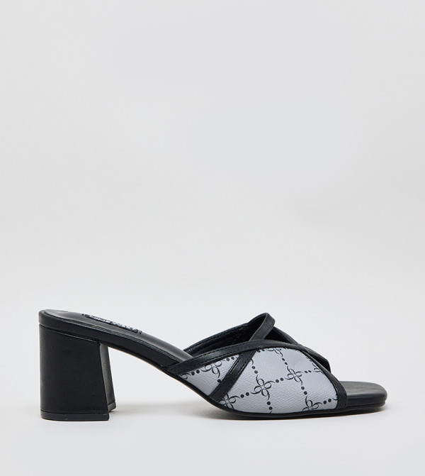 Patterned Block Heel Sandals