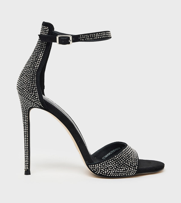Embellished Ankle Strap Stiletto Heel Sandals