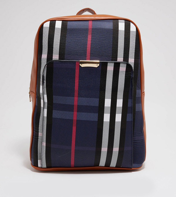 Plaid Zippered Backpack