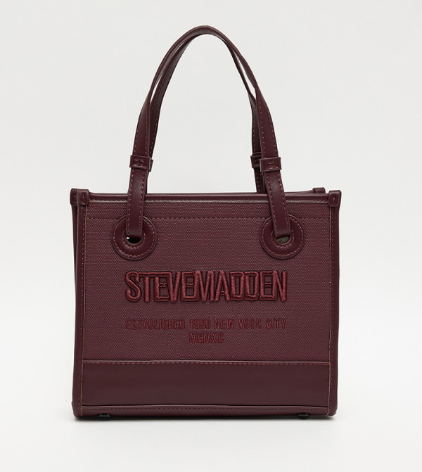 Logo Embroidered Snap Closure Tote Bag