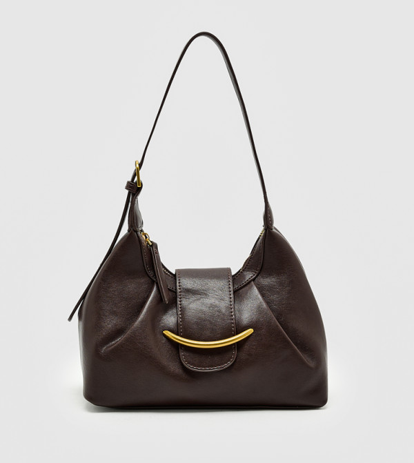 Metal Accent Flap Shoulder Bag, Small