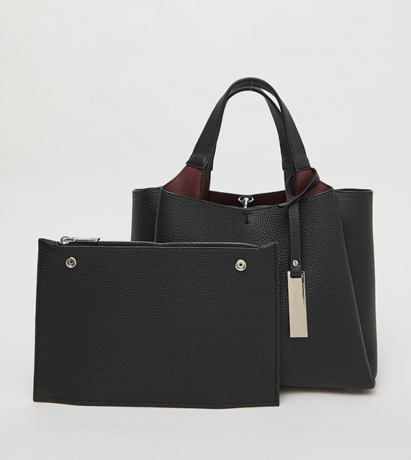 Textured Tote Bag with Pouch