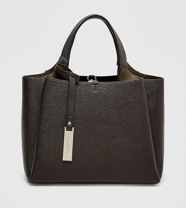 Textured Zip Tote Bag, Medium