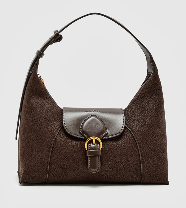 Textured Buckle Shoulder Bag, Small