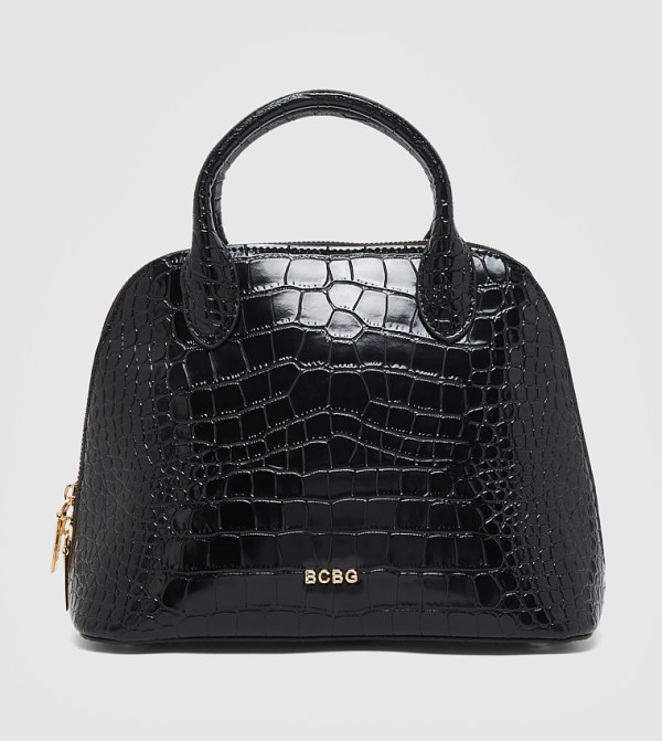 Croc Textured Zippered Satchel Bag