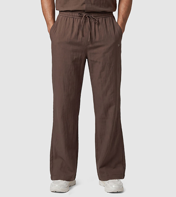 Solid Relaxed Fit Casual Pants