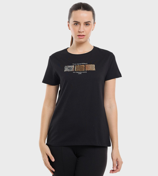 Printed T-Shirt with Crew Neck and Short Sleeves