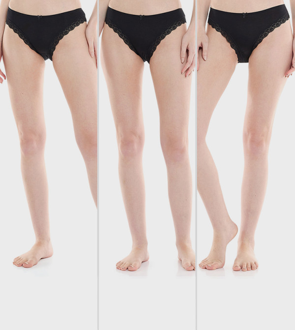 Pack of 3 Lace Trim Brazilian Briefs