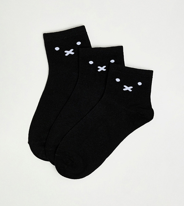 3 Pack Printed Ankle Socks