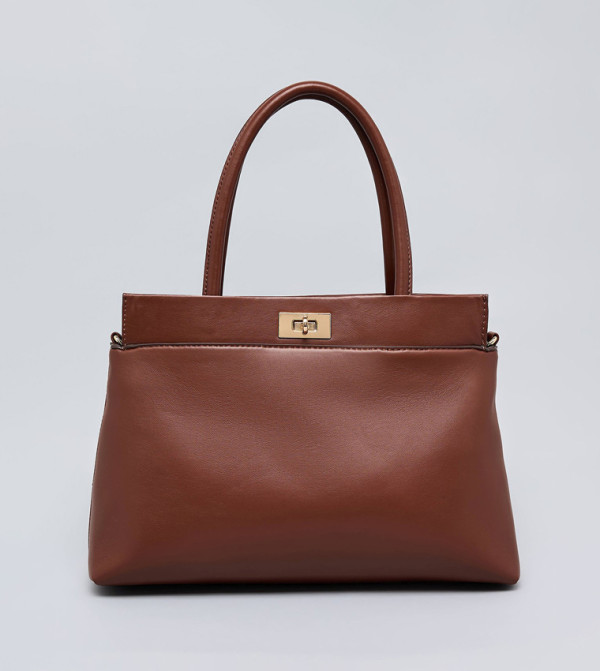 Solid Twist-Lock Satchel Bag