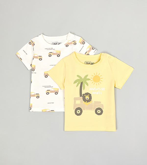 2 Pack Printed T-Shirts with Short Sleeves