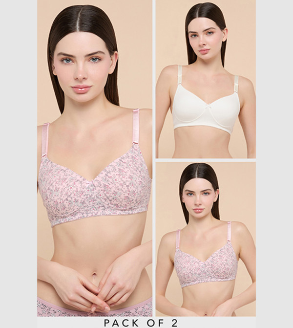 2 Pack Printed T-Shirt Bras
