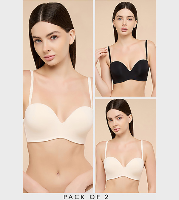 2 Pack Solid Strapless Bras
