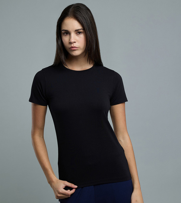 Solid T-Shirt with Crew Neck and Short Sleeves