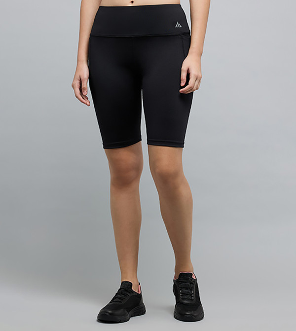 Solid Biker Shorts with Elastic Waist