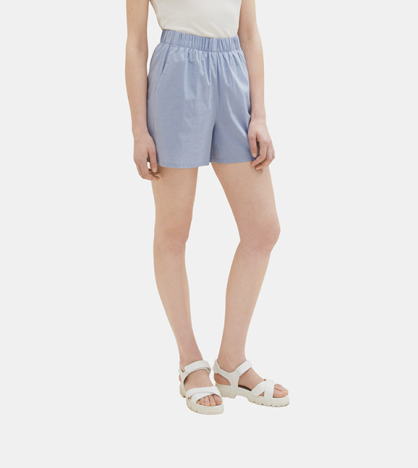 Solid Elastic Waist Cotton Shorts