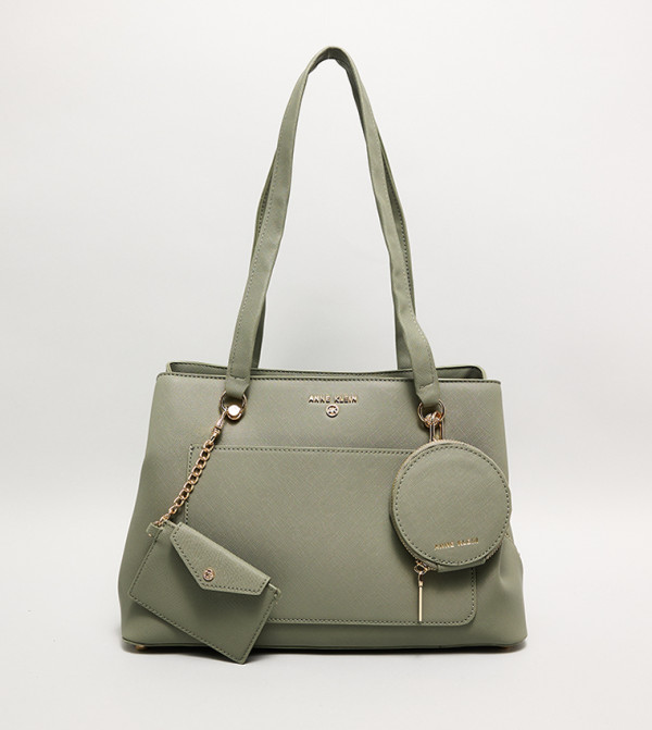 Textured Shoulder Bag with Coin Pouches