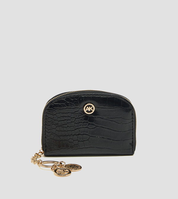 Croc Textured Zip-Around Card Holder