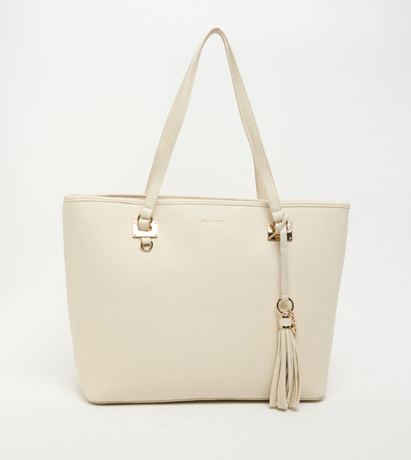 Textured Zip Closure Tote Bag